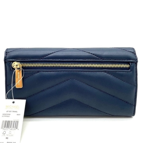 Michael Kors Large Trifold Wallet Navy Blue - Picture 7 of 9